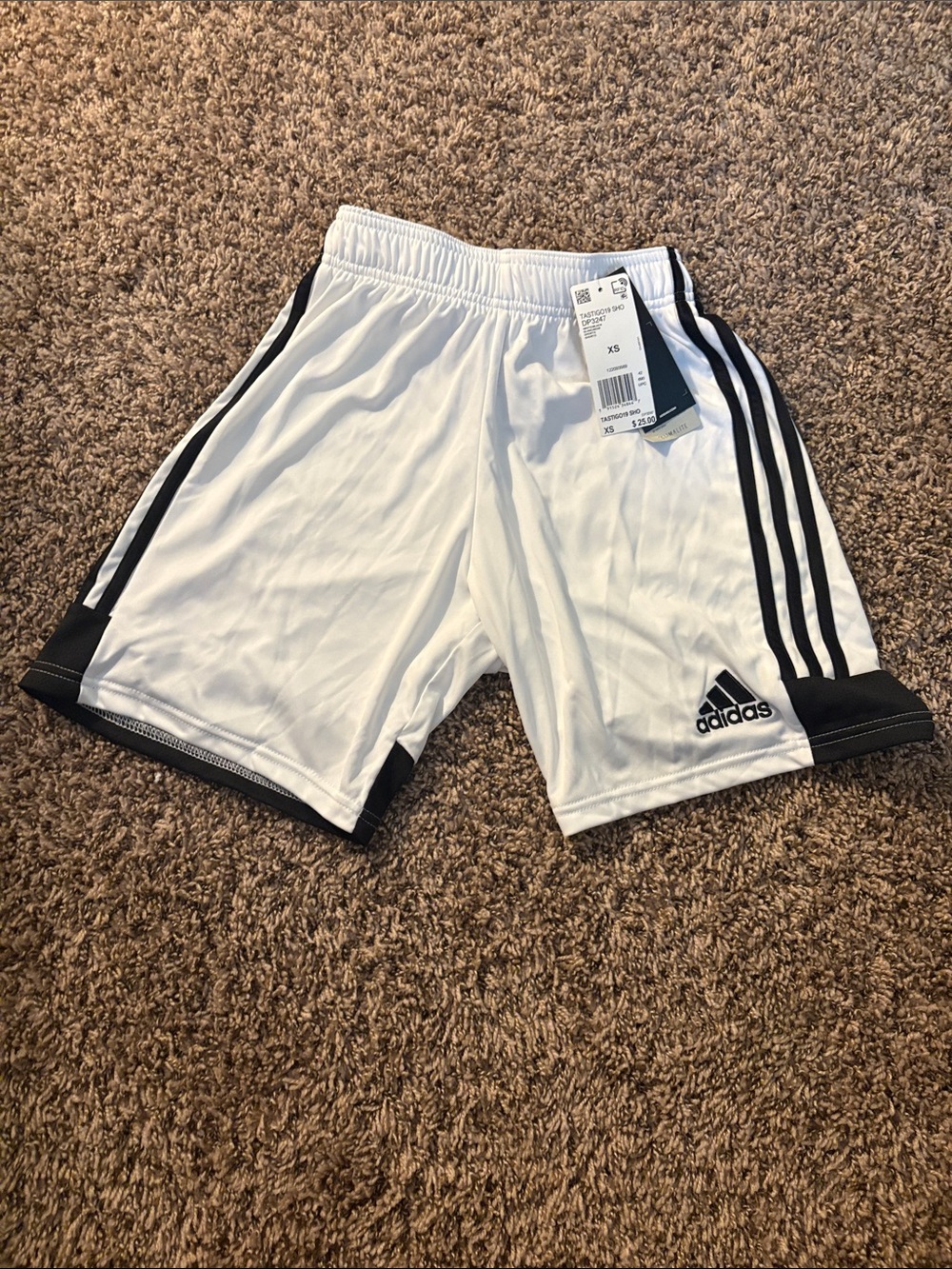 adidas White Shorts with Black Side Stripes